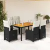 Image de Ensemble De Bistro De Jardin 7 Pcs Coussins Noir Poly Rotin Vidaxl