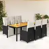 Image de Ensemble De Bistro De Jardin 7 Pcs Coussins Noir Poly Rotin Vidaxl