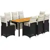 Image de Ensemble De Bistro De Jardin 9 Pcs Coussins Noir Poly Rotin Vidaxl