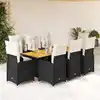 Image de Ensemble De Bistro De Jardin 9 Pcs Coussins Noir Poly Rotin Vidaxl