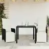 Image de Ensemble De Bistro De Jardin 3 Pcs Coussins Noir Poly Rotin Vidaxl