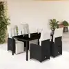 Image de Ensemble De Bistro De Jardin 5 Pcs Coussins Noir Poly Rotin Vidaxl