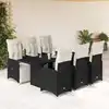 Image de Ensemble De Bistro De Jardin 7 Pcs Coussins Noir Poly Rotin Vidaxl