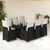 Image de Ensemble De Bistro De Jardin 9 Pcs Coussins Noir Poly Rotin Vidaxl