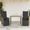 Image de Ensemble De Bistro De Jardin 3 Pcs Coussins Gris Poly Rotin Vidaxl