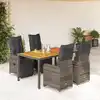 Image de Ensemble De Bistro De Jardin 5 Pcs Coussins Gris Poly Rotin Vidaxl