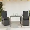 Image de Ensemble De Bistro De Jardin 3 Pcs Coussins Gris Poly Rotin Vidaxl