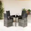 Image de Ensemble De Bistro De Jardin 5 Pcs Coussins Gris Poly Rotin Vidaxl