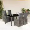 Image de Ensemble De Bistro De Jardin 5 Pcs Coussins Gris Poly Rotin Vidaxl