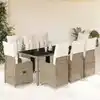 Image de Ensemble De Bistro De Jardin 9 Pcs Coussins Marron Poly Rotin Vidaxl