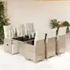 Image de Ensemble De Bistro De Jardin 7 Pcs Coussins Marron Poly Rotin Vidaxl