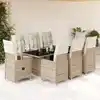 Image de Ensemble De Bistro De Jardin 9 Pcs Coussins Marron Poly Rotin Vidaxl