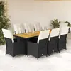 Image de Ensemble De Bistro De Jardin 9 Pcs Coussins Noir Poly Rotin Vidaxl