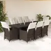 Image de Ensemble De Bistro De Jardin 9 Pcs Coussins Marron Poly Rotin Vidaxl
