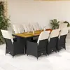 Image de Ensemble De Bistro De Jardin 9 Pcs Coussins Noir Poly Rotin Vidaxl