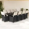 Image de Ensemble De Bistro De Jardin 11 Pcs Coussins Noir Poly Rotin Vidaxl