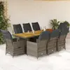 Image de Ensemble De Bistro De Jardin 9 Pcs Coussins Gris Poly Rotin Vidaxl