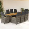 Image de Ensemble De Bistro De Jardin 9 Pcs Coussins Gris Poly Rotin Vidaxl
