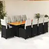 Image de Ensemble De Bistro De Jardin 11 Pcs Coussins Noir Poly Rotin Vidaxl