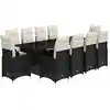 Image de Ensemble De Bistro De Jardin 11 Pcs Coussins Noir Poly Rotin Vidaxl