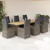 Image de Ensemble De Bistro De Jardin 9 Pcs Coussins Gris Poly Rotin Vidaxl