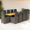Image de Ensemble De Bistro De Jardin 11 Pcs Coussins Gris Poly Rotin Vidaxl