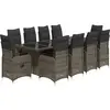Image de Ensemble De Bistro De Jardin 11 Pcs Coussins Gris Poly Rotin Vidaxl