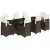 Image de Ensemble De Bistro De Jardin 9 Pcs Coussins Marron Poly Rotin Vidaxl