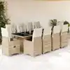Image de Ensemble De Bistro De Jardin 11 Pcs Coussins Beige Poly Rotin Vidaxl