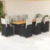Image de Ensemble De Bistro De Jardin 9 Pcs Coussins Noir Poly Rotin Vidaxl