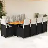 Image de Ensemble De Bistro De Jardin 11 Pcs Coussins Noir Poly Rotin Vidaxl