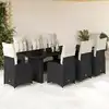 Image de Ensemble De Bistro De Jardin 9 Pcs Coussins Noir Poly Rotin Vidaxl