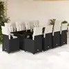 Image de Ensemble De Bistro De Jardin 11 Pcs Coussins Noir Poly Rotin Vidaxl