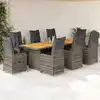 Image de Ensemble De Bistro De Jardin 9 Pcs Coussins Gris Poly Rotin Vidaxl