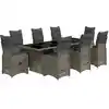 Image de Ensemble De Bistro De Jardin 9 Pcs Coussins Gris Poly Rotin Vidaxl