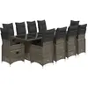 Image de Ensemble De Bistro De Jardin 11 Pcs Coussins Gris Poly Rotin Vidaxl