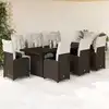 Image de Ensemble De Bistro De Jardin 9 Pcs Coussins Marron Poly Rotin Vidaxl