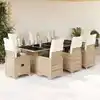 Image de Ensemble De Bistro De Jardin 9 Pcs Coussins Beige Poly Rotin Vidaxl