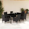 Image de vidaXL Ensemble à manger de jardin et coussins 7 pcs noir rotin acacia 3278547