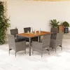 Image de vidaXL Ensemble à manger de jardin et coussins 7 pcs gris rotin acacia 3278678