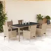 Image de vidaXL Ensemble à manger de jardin et coussins 7 pcs beige rotin verre ensemble de salle à manger dextérieur meuble de 3278565