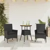 Image de vidaXL Ensemble à manger de jardin et coussins 3 pcs noir rotin acacia 3278729