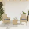 Image de Ensemble De Bistro Avec Coussins 3 Pcs Beige Rotin Et Verre Vidaxl