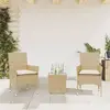 Image de Ensemble De Bistro Avec Coussins 3 Pcs Beige Rotin Et Verre Vidaxl