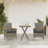 Image de Ensemble De Bistro Avec Coussins 3 Pcs Gris Rotin Et Acacia Vidaxl