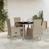 Image de Ensemble À Manger De Jardin Avec Coussins 5pcs Beige Poly Rotin Vidaxl