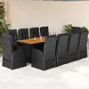 Image de vidaXL Ensemble à manger de jardin 11 pcs coussins noir résine tressée ensemble de salle à manger dextérieur 3277634