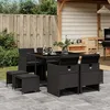 Image de vidaXL Ensemble à manger de jardin 9pcs coussins noir résine tressée 3277722