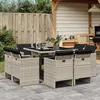 Image de vidaXL Ensemble à manger de jardin et coussins 9 pcs gris clair rotin 3277786