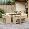 Image de vidaXL Ensemble à manger de jardin et coussins 9 pcs beige Poly rotin 3277965